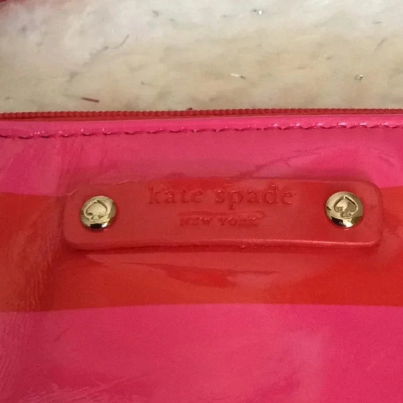 Kate Spade Red & Pink Striped Mini Pouch - Picture 2 of 8